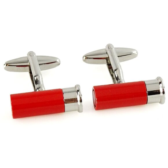 Duck Hunt Hunting Cufflinks That Open! Red Silvertone Figural Novelty - Picture 1 of 4
